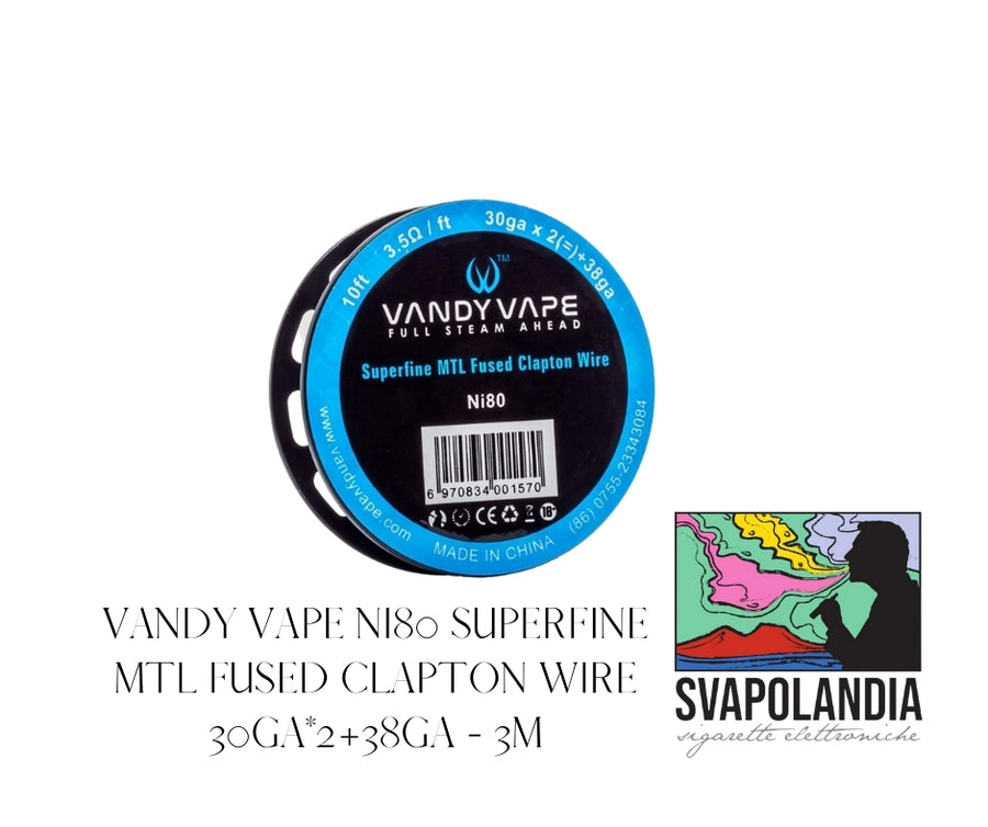 VANDY VAPE NI80 SUPERFINE MTL FUSED CLAPTON WIRE 30GA*2+38GA - 3M